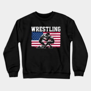 Wrestling USA Flag Crewneck Sweatshirt